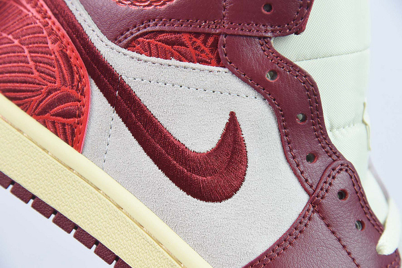 air jordan 1 mid se tiki leaf team red (women